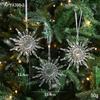 New Christmas Decoration Glitter Acrylic Ornament Transparent Snowflake Pendant for Xmas Tree Scene Decor Happy New Yeart