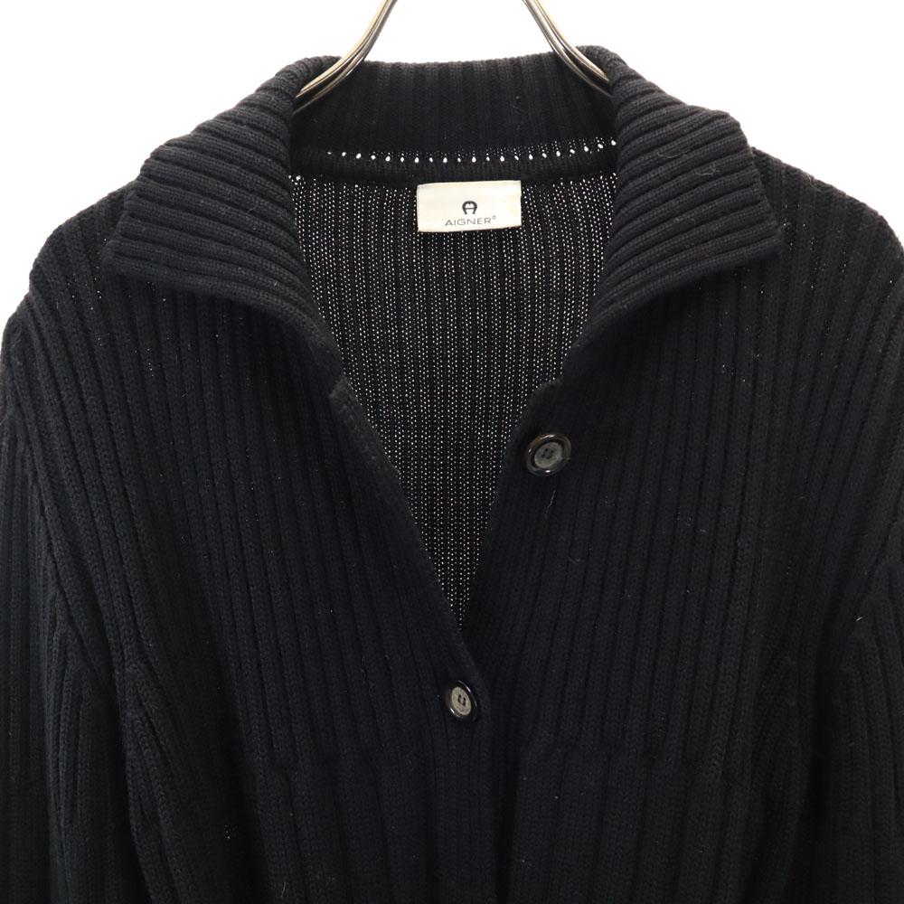 AIGNER Made In Italy Long Sleeve Knit Cardigan 44 Black Coat Women Used