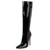 Point Toe Knee High Boots Zipper Autumn Winter Women's High Boots Patent Leather Long Thigh Dance Fetish Shoes Lady Large Size