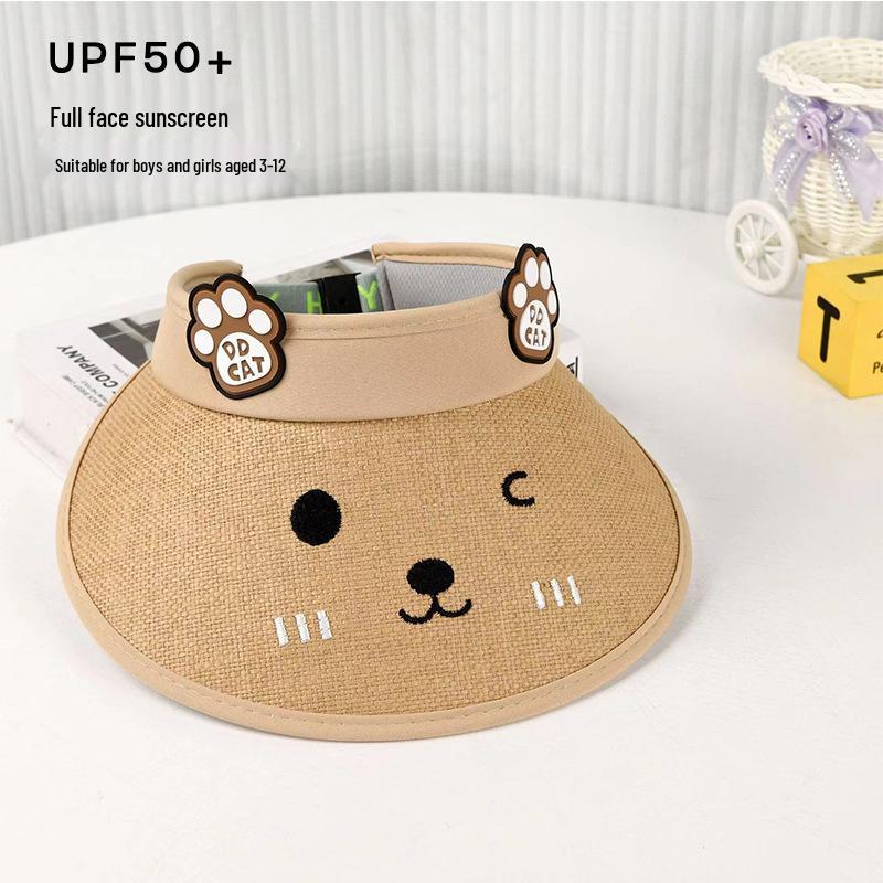 Kids' UV Protection Wide Brim Straw Sun Hat for Boys & Girls