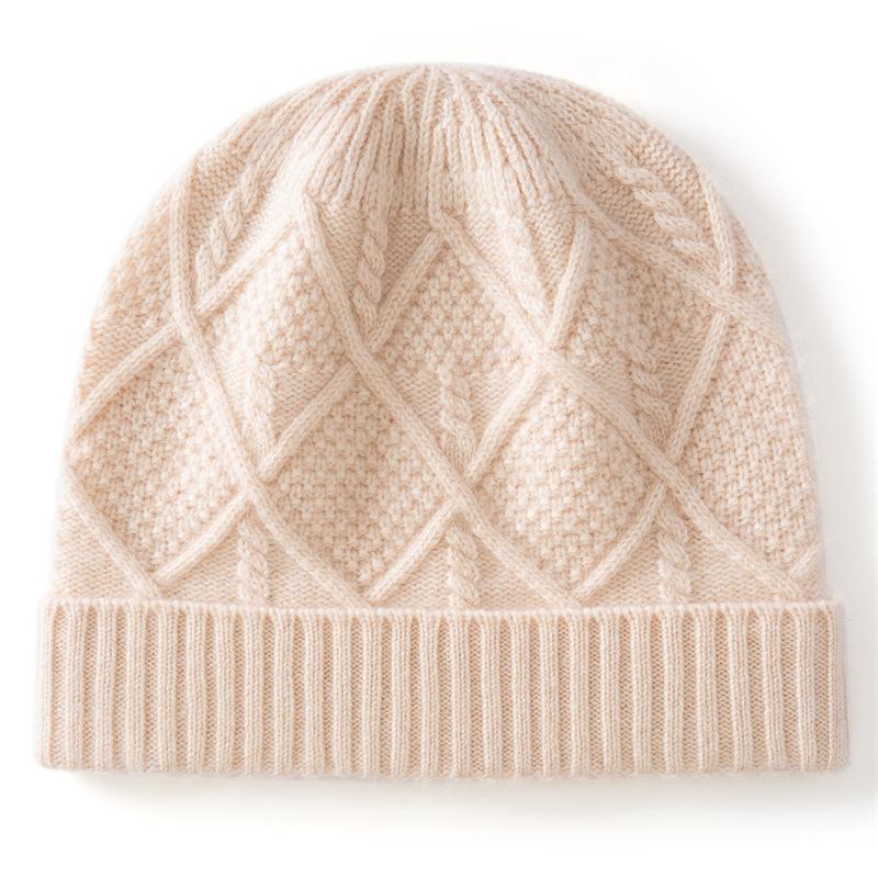 New cashmere hat autumn and winter three-dimensional rhombus jacquard knitted hat cold-proof warm hat men's and women's casual versatile baotou hat