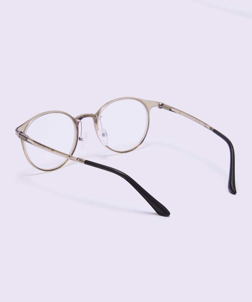 Alloaiweeo [Air Flex] Al6405 1313G Airflex Ultra-Lightweight Semi-Oversized Round Khaki Eyeglass Frame With Blue Light Lens Option