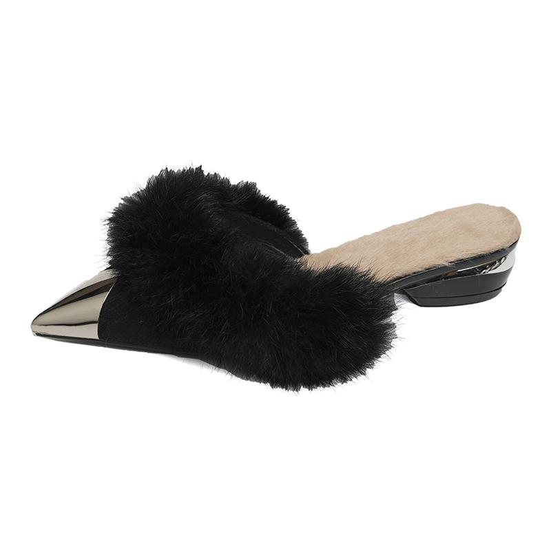 Fashion 2025 NEW High Quality Simple Fashionable Pointed Toe Block Heel Slippers Indoor Outdoor Wear Comfortable Half Slippers