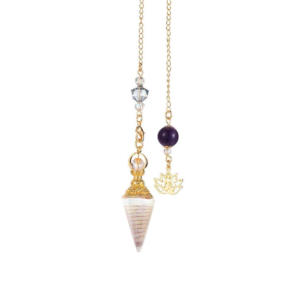 Seven-Color Crystal Resin Hexagonal Cone Pendulum Pendant 