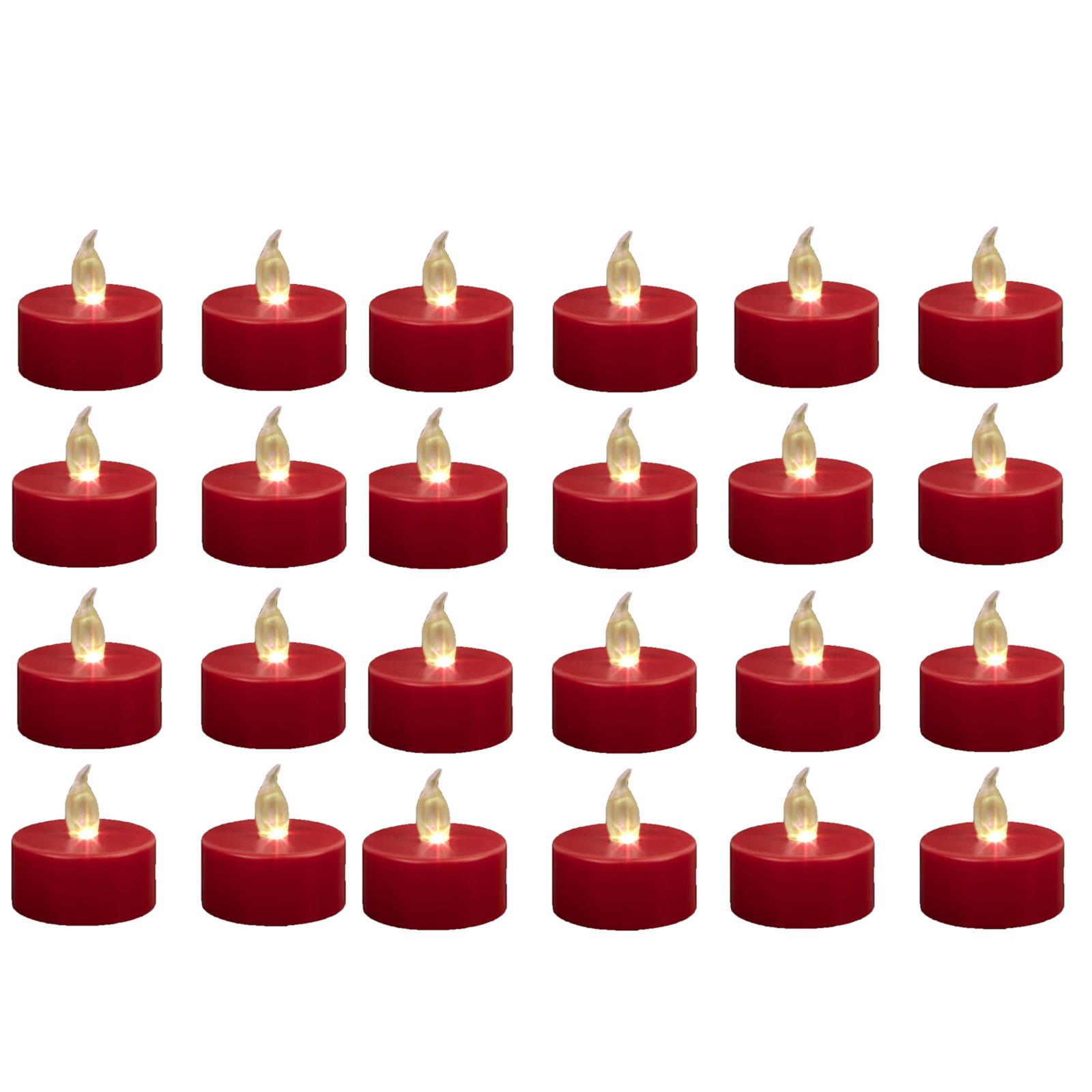 

24-Count LED Tea Light Candles - Red Flameless Candles Realistically Brightly Flicker One Size