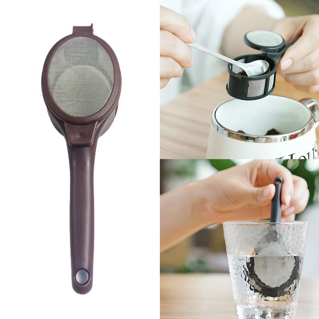 Plastic Teas Strainer Fine Mesh with Comfortable Nonslip Hanging Handle Spoon Coffee Filter Grease Kitchen Supplies