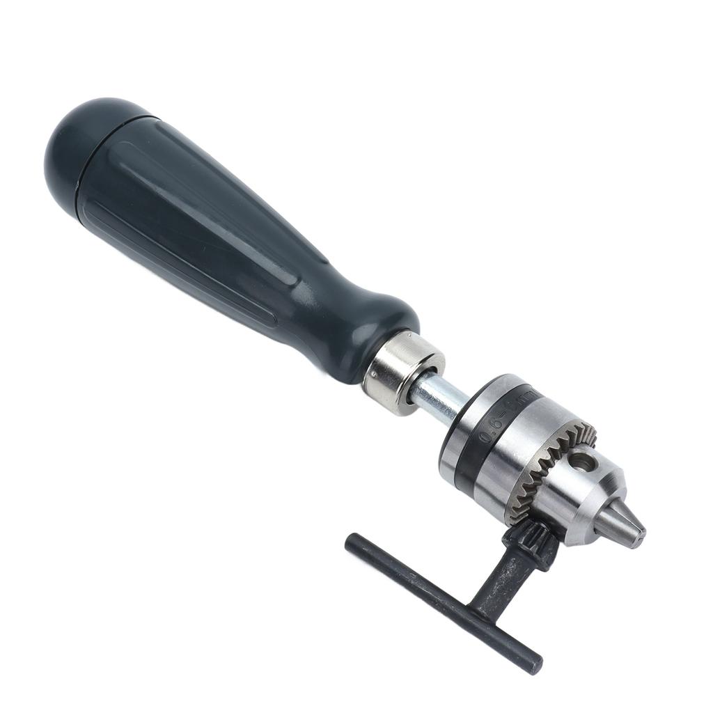 Hand Drill Carbon Steel Manual Crank Drill with Chuck Key and 5pcs Drill Bit for Plastic Wood
