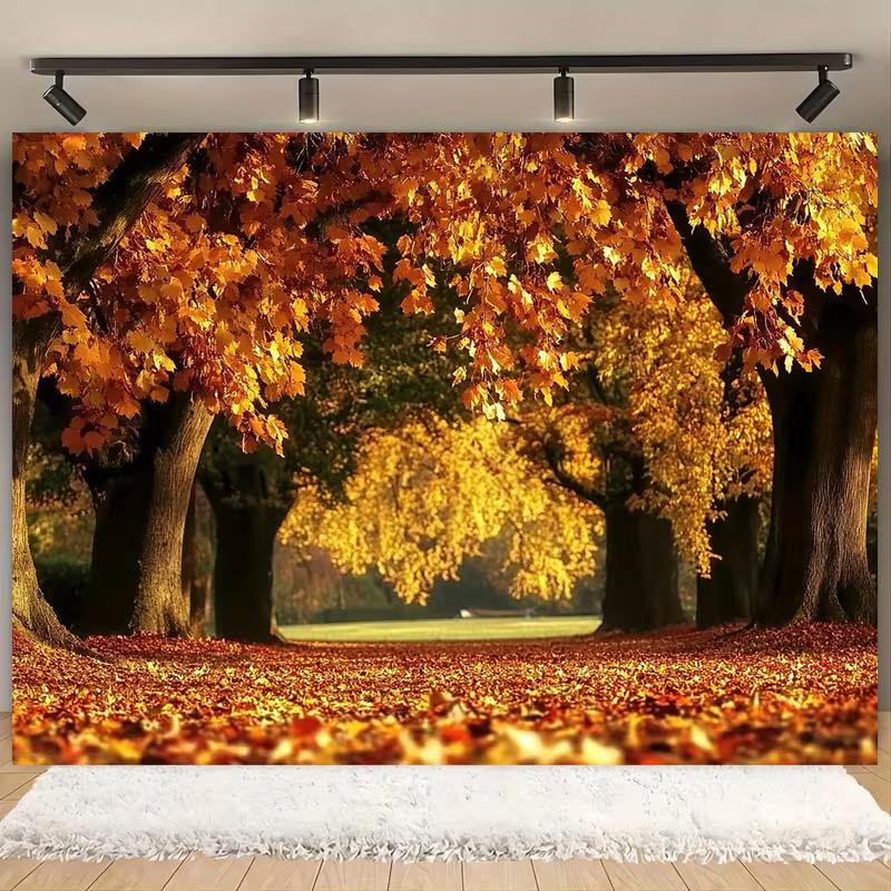 

2D Autumn Maple Tree Tapestry, Fall Forest Avenue with Orange Leaves for Room Decor 47.2x31.5inch/120*80cm