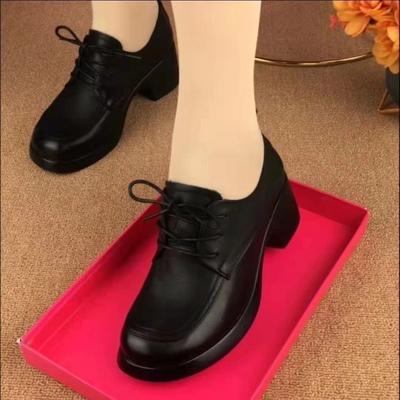 Dicke Absätze einzelne Schuhe Damen neu Herbst weiche Sohle mitteldicke Absätze Schuhe High-End Damen Lederschuhe vier Jahreszeiten kleine einzelne Schuhe