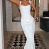 Women's Square Neck Sleeveless Solid Color Maxi Dress Mid Waist Bodycon Party Dress