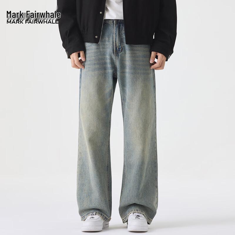 Mark Fairwhale Men's American Retro Distressed Straight Fit Jeans