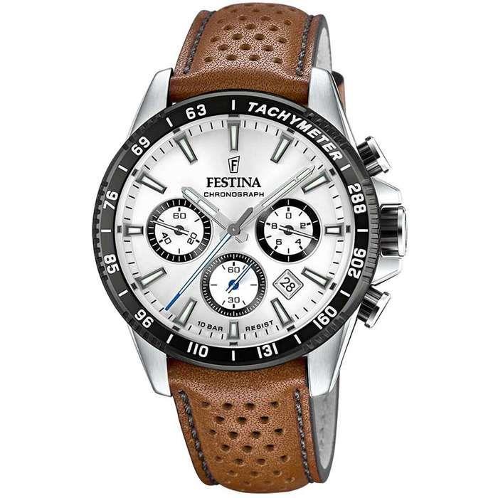 Montre - Festina - F20561/1 - Cuir marron - Chrono Sport - 45mm étanche 10ATM