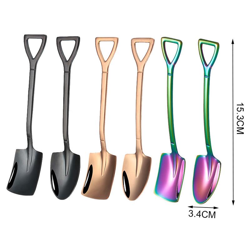 Set de tacâmuri cu linguri de cafea, 4 buc, din oțel inoxidabil, retro, lopată de fier, lingură pentru înghețată, lingură creativă, linguriță de ceai, veselă de modă