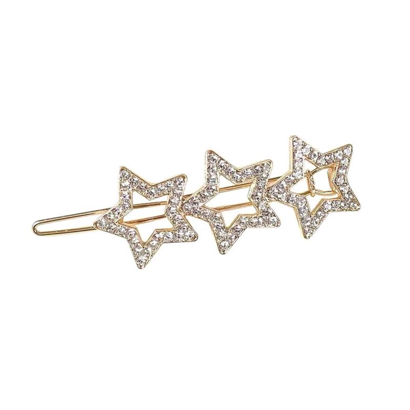 Punk Pentagram Hair Clip Vintage Crystal Star Hairpins Harajuku Fashion Headwear For Women Girl Hair Jewelry Accessories