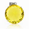 Laborodlad 124 ct Gul Safir Hänge Rund Ädelsten 925 Sterling Silver