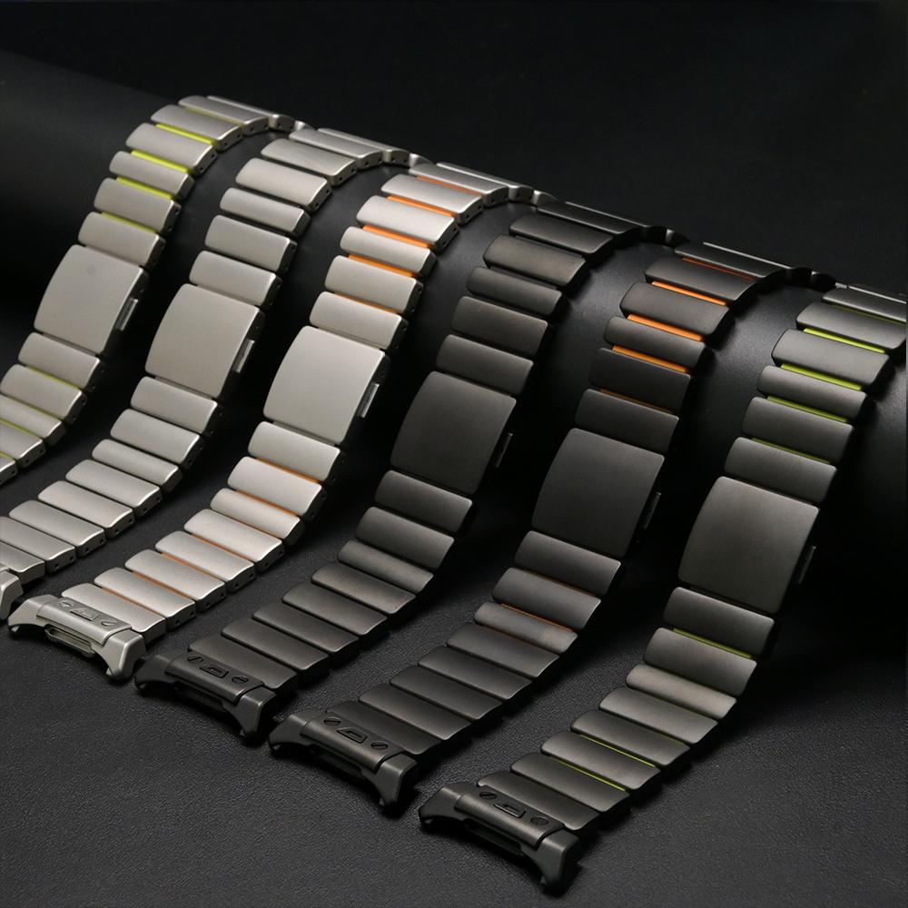 Titan-Uhrenarmband für Samsung Galaxy Watch 8 Classic 46mm 44mm Lückenlos Metall-Gummi-Armband für Samsung Galaxy Watch7 Ultra 47mm 2025/2024 Manschettenarmband