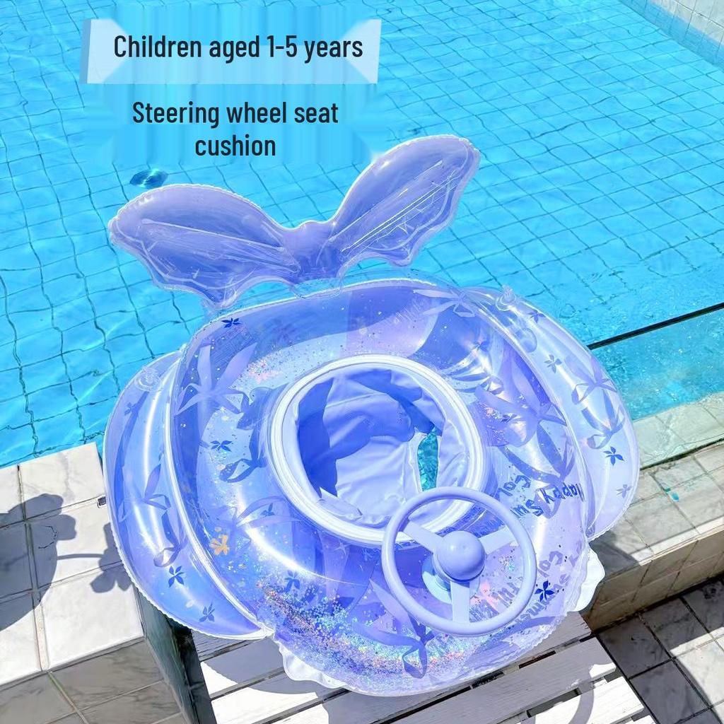 Children's Steering Wheel & Cartoon Seat Ring: Mermaid & Dinosaur Inflatable Swim Toys