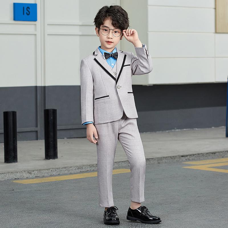Children's Korean Style Gentleman Formal Three-Piece Suit for Boys - Wedding, Photography, and Performance Wear.