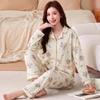 Fashion sweet printed pajamas women's spring and autumn imitation cotton long-sleeved loungewear large size comfortable mother suit