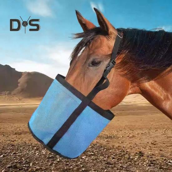 Horse Feed Bag Heavy Duty Mesh Horse Feeder with Adjustable Strap Horse Muzzle Feed Bucket for Feeding Grain Powder Supplements