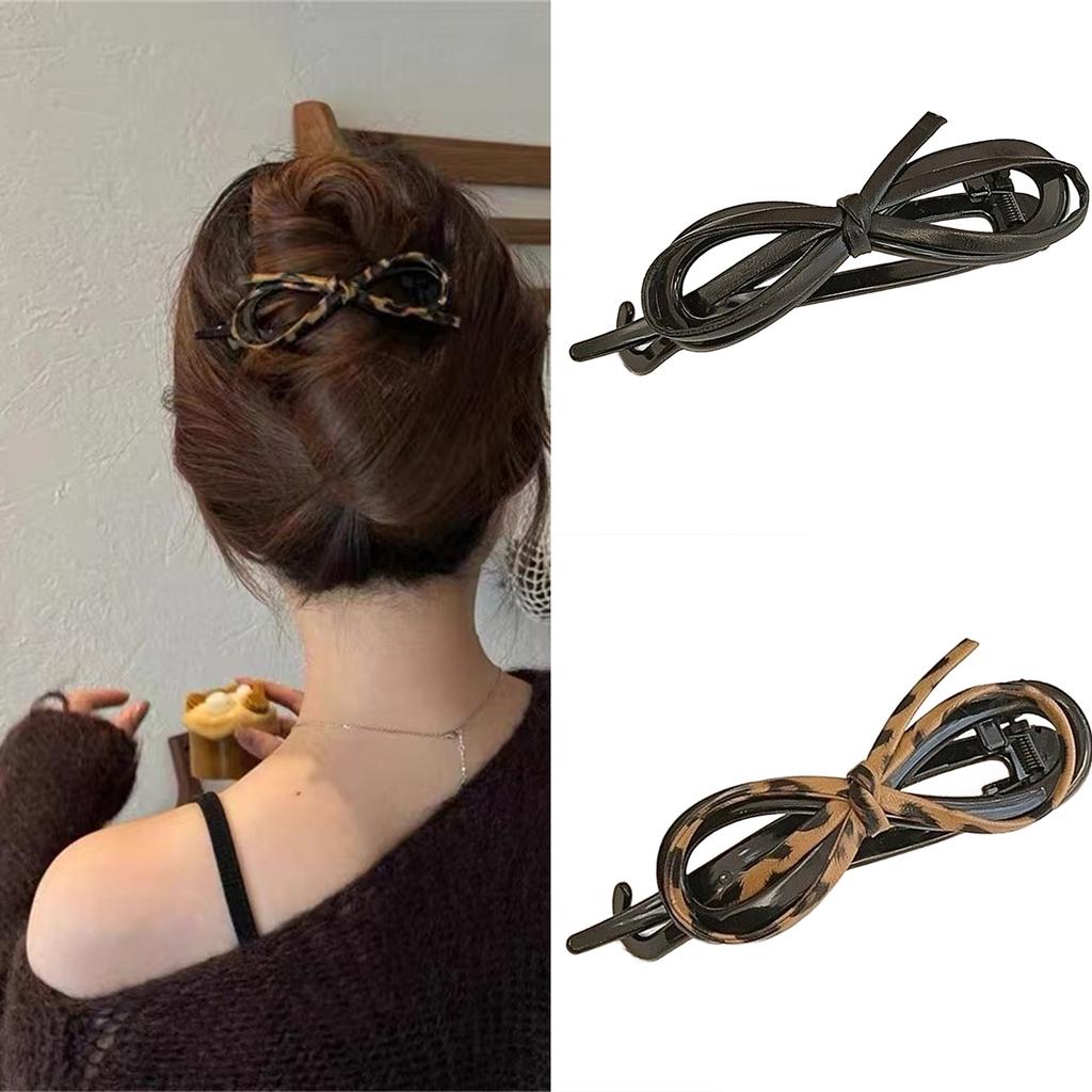 Hair Claw Clip Girl Theme Hair Claw Clamp Leopard Print Bow Hair Holder Barrettes Strong Hold Hairpin for Girls