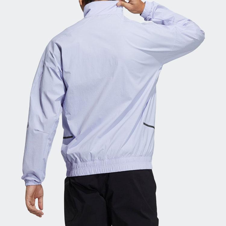 Adidas Solid Color Stand Collar Jacket Men Jacket Light-Purple H40218