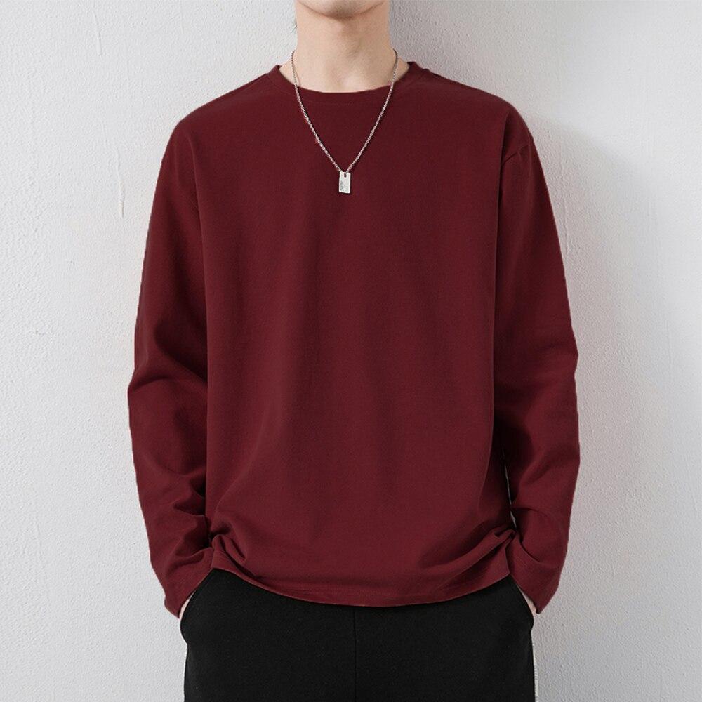 100% Katoen Merk Kwaliteit Heren T-shirt Effen Kleur Dress Up Man Lange mouwen Pure Kleur Dames t-shirt T-shirts Voor Mannen Tops