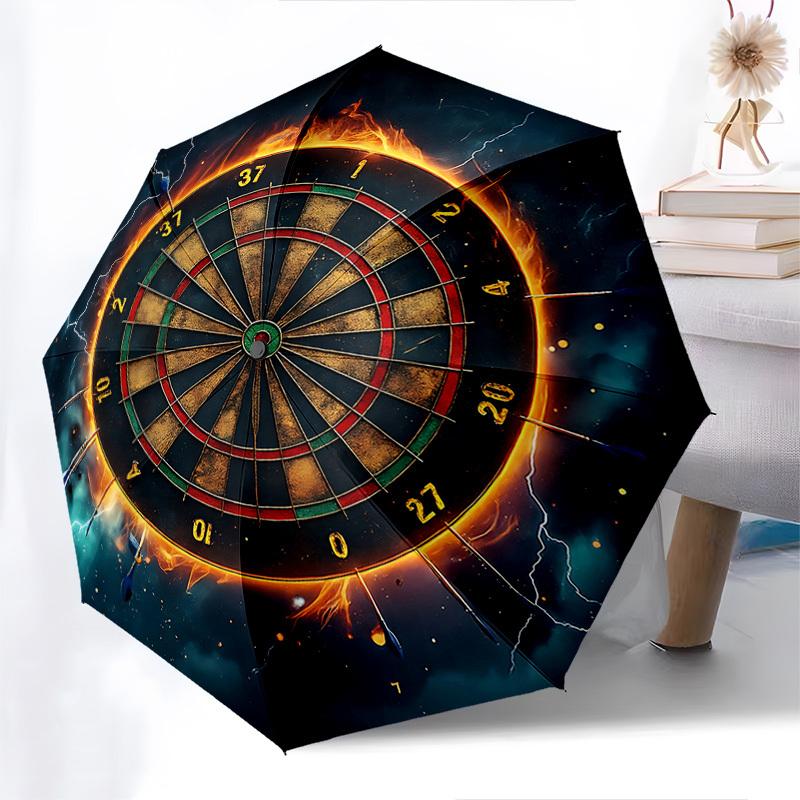 Dartscheibe Gewitter-Thema Automatisches Öffnen und Schließen Regenschirm, Helle Farbe 8-Speichen Tragbarer Regenschirm, Geeignet für Männer und Frauen,