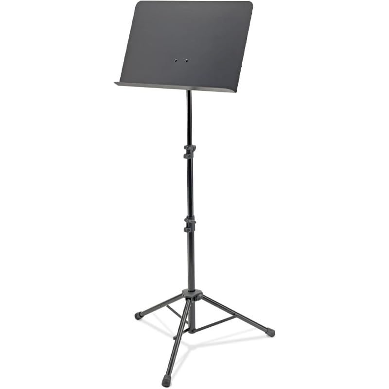 Alloy Music Stand with Adjustable Height, Portable Folding Design, and Sheet Music Holder for Musicians and Performers - Black