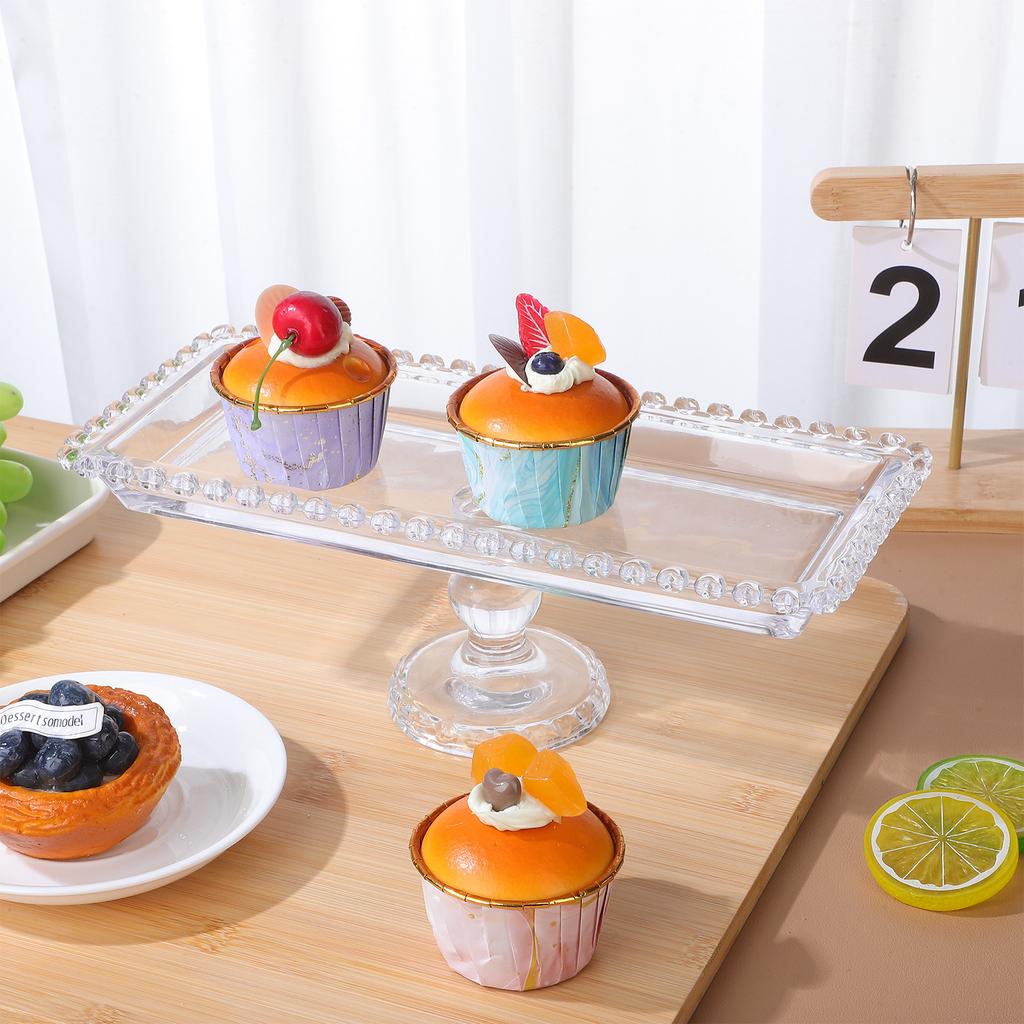 Crystal Glass Snacks Serving Tray Modern Decorative Snack Display Square Plate Fruit Plates Party Centerpieces Serving Tray
