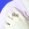Purple Gold Glossy Round Bead Ring, Simple Rose Gold-Plated Round Ball Pattern Hollow Ring