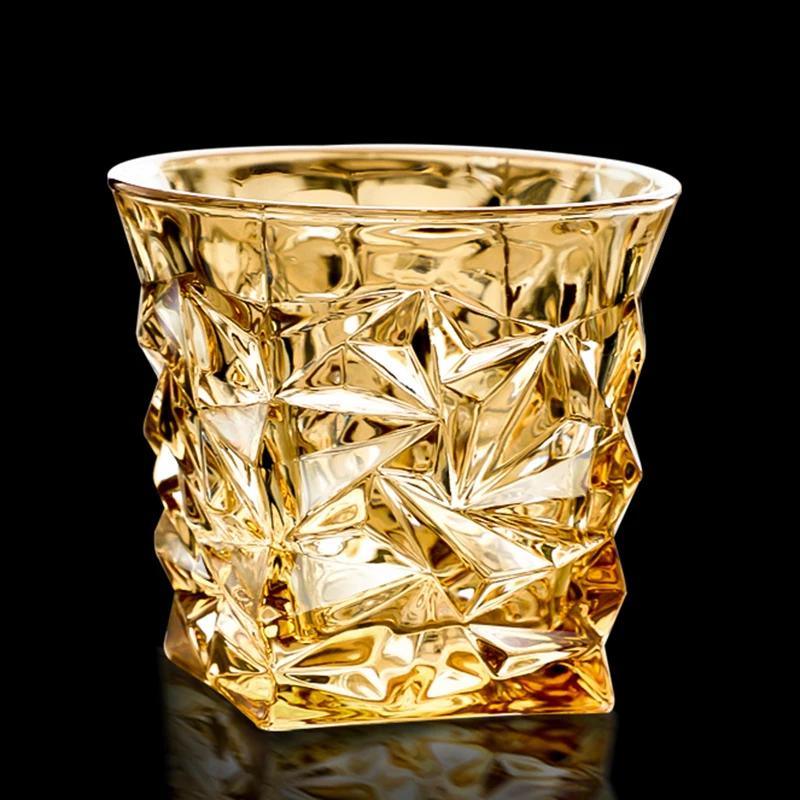 BEPAN European-Style Household Wine Glass Large Crystal Glass Whiskey Cup Gold-Plated Distilled Beverage Brandy Beer Tea Cup