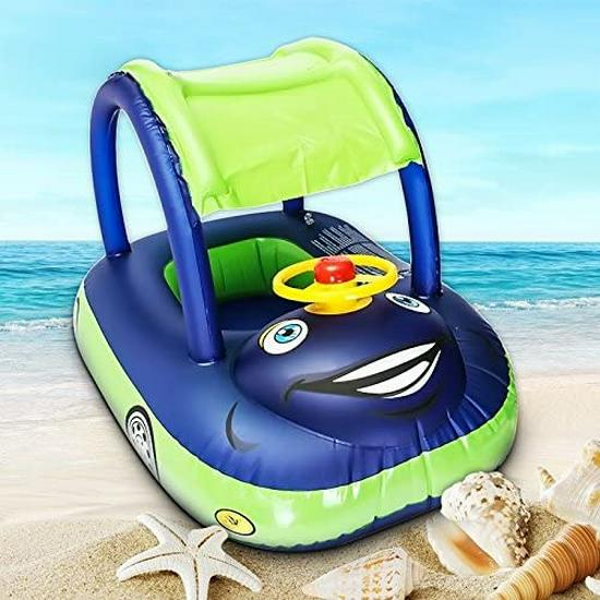 Inflatable Kids' Car Seat Pool Float with Sunshade