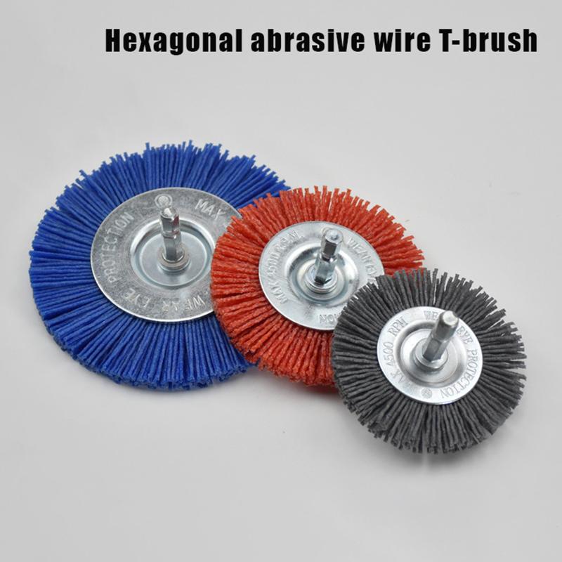 For Drill Rotary Tool Remove Rust/Corrosion/Paint Nylon Abrasive Brush Grit 80/120/180/240 Flat Abrasive Wheel Brush 1/4" Shank