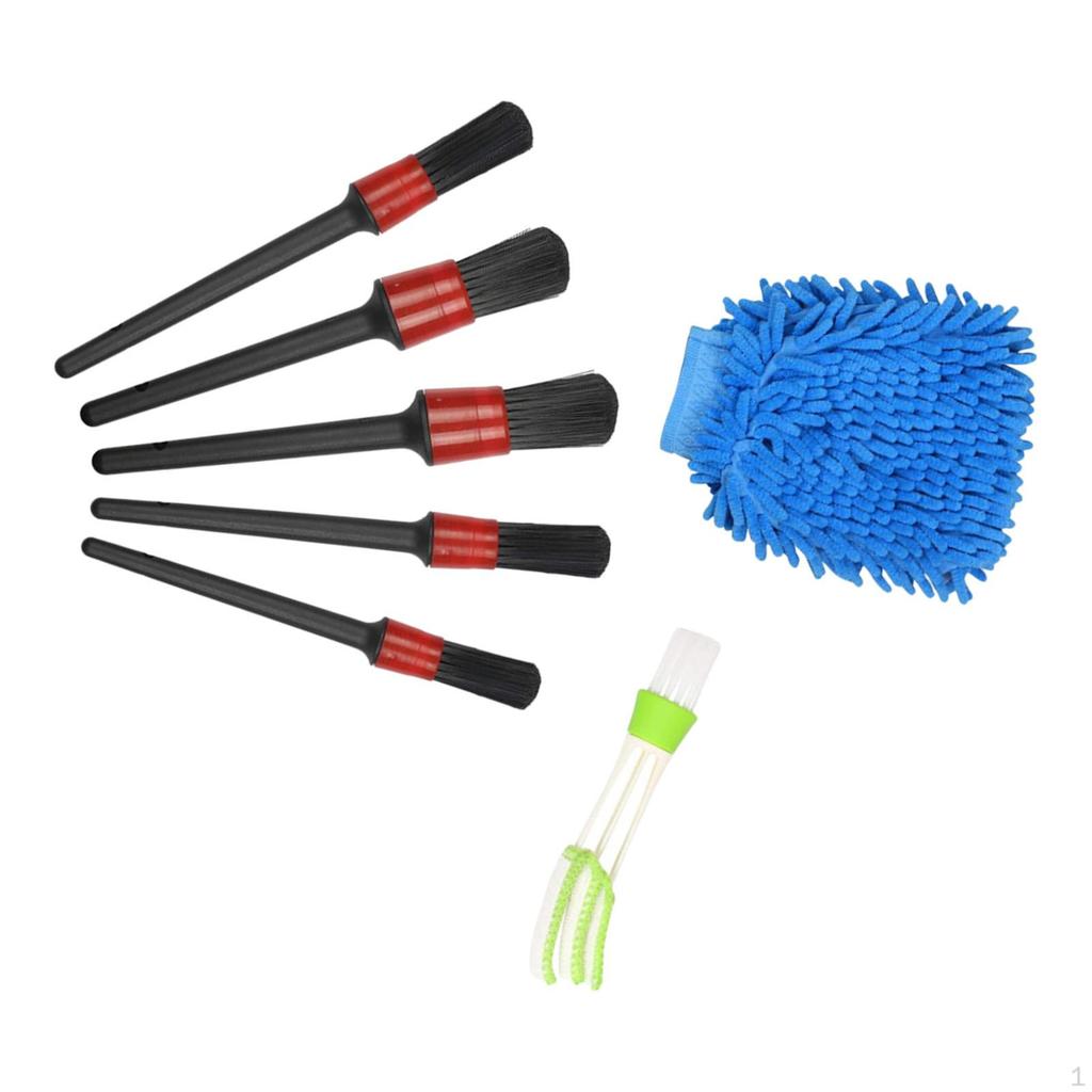 7 pieces Car Detailing Brush Cleaner Glove Set for Trucks, Motorcycles, Bicycles, Rvs, Boats
