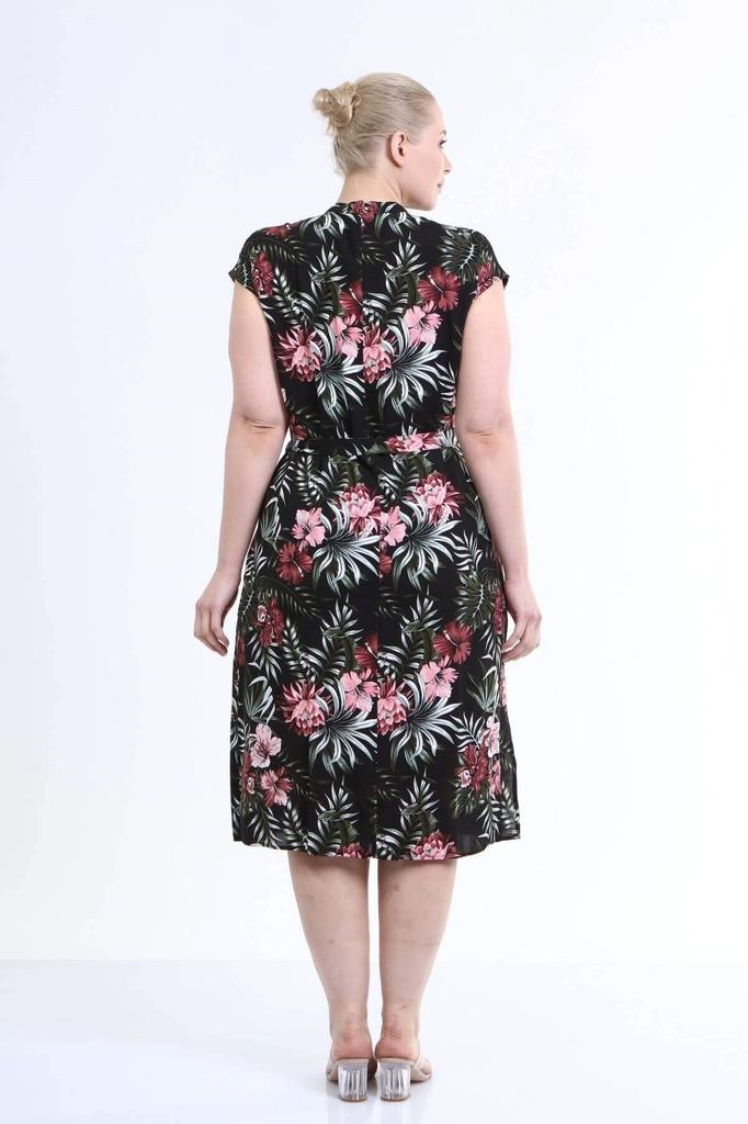 Damen Übergröße Kleid Niedrige Ärmel Hemdkleid