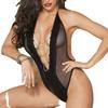 New sexy backless transparent mesh chain onesie sex set support