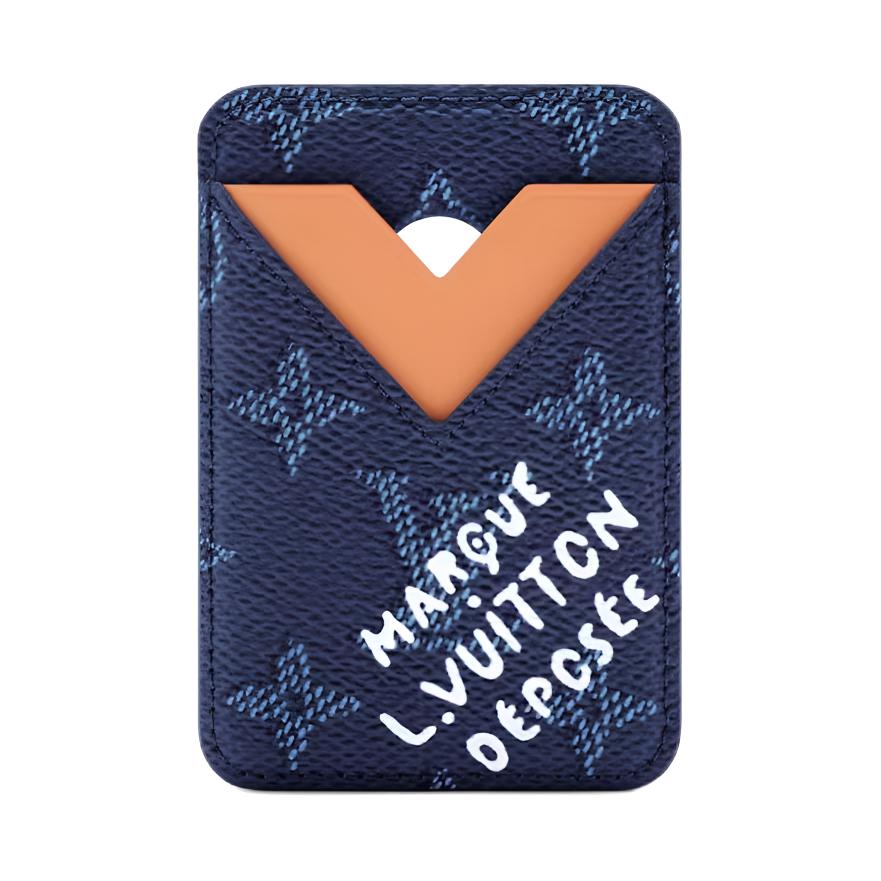 Louis Vuitton Magnetic Card Holder Ocean Monogram Heritage Canvas Men Wallets Blue M26946