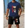 Men's Cool and Romantic Bear Short-sleeved T-shirt Shorts Suit