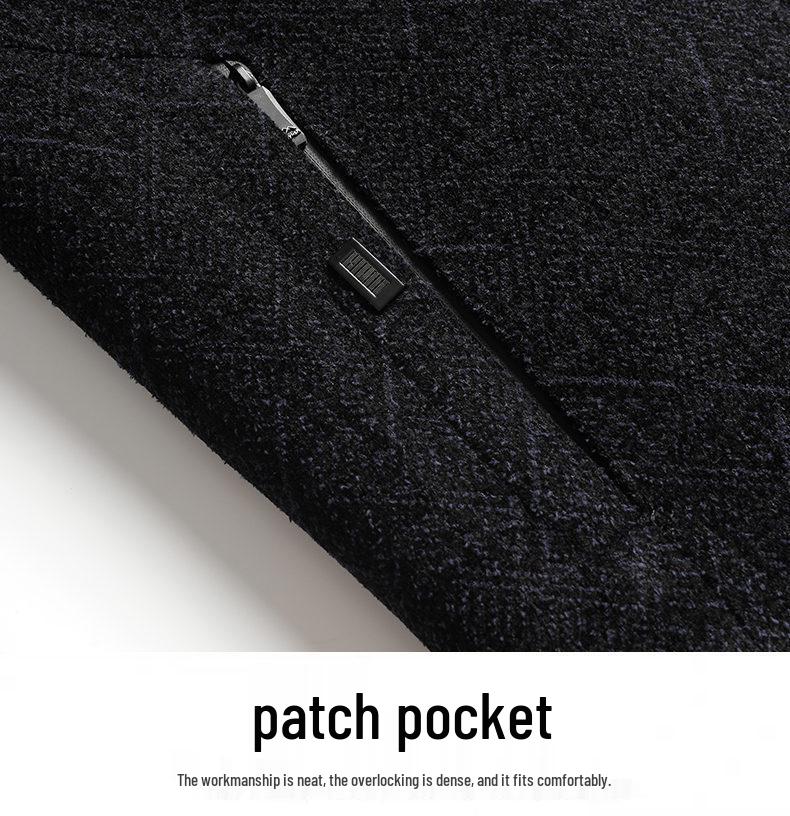 Men's Winter Fleece-Lined Corduroy Jacket with Shearling Collar - Warm Casual Coat for Middle-Aged and Older Men