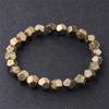 Faceted Stone Bracelet for Men Adjustable Natural Pyrite Wealt Handchain Jewelry for Casual and Formal Event