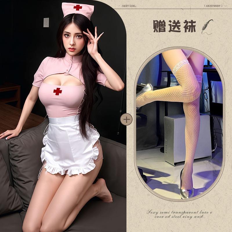 Night listening incense lingerie sweetheart nurse sexy slit hip wrap free uniform suit