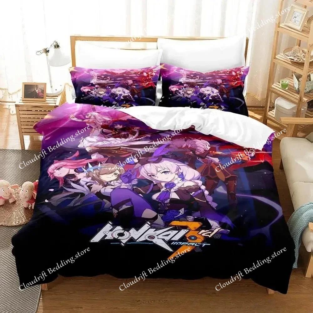 New 3D Print Anime Honkai Impact 3 Bedding Set Adult Kid Bedroom Duvet cover Sets Home Textiles Birthday Gifts
