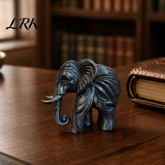 Modern Elephant Ornament 3D Printed Figurine, One-Piece Molding, Cute Simulated Figurine Model, Desktop for Home, Bookshelf Decoration Retro