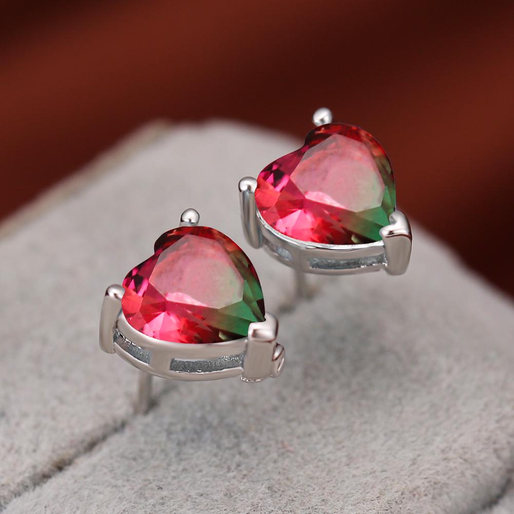 

Милые маленькие серьги-гвоздики с турмалином в форме сердца для женщин, роскошные серьги в форме сердца розового золота, ювелирные изделия для свадебной вечеринки зелёный/красный