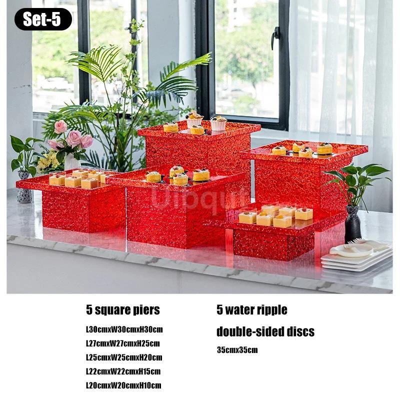 Food Display Rack Acrylic Cold Meal Hotel Business Tea Break Platform Ornament Set Cake Display Rack Dessert Table Buffet Table
