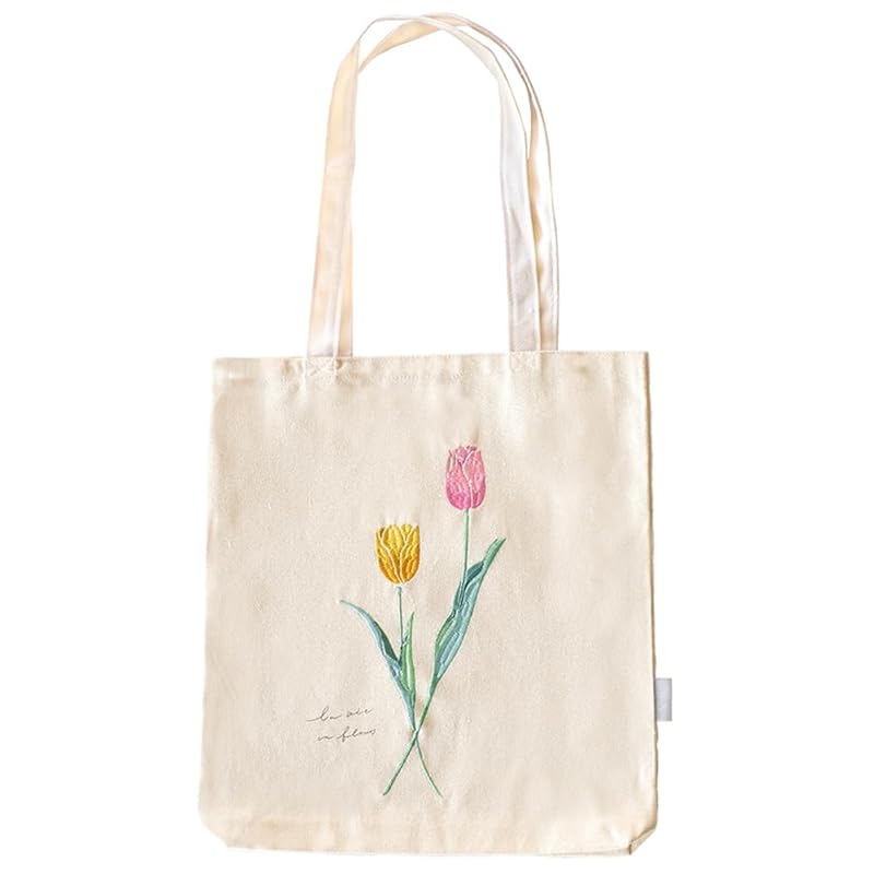 

green house embroidered tote bag large tulip IT001-2