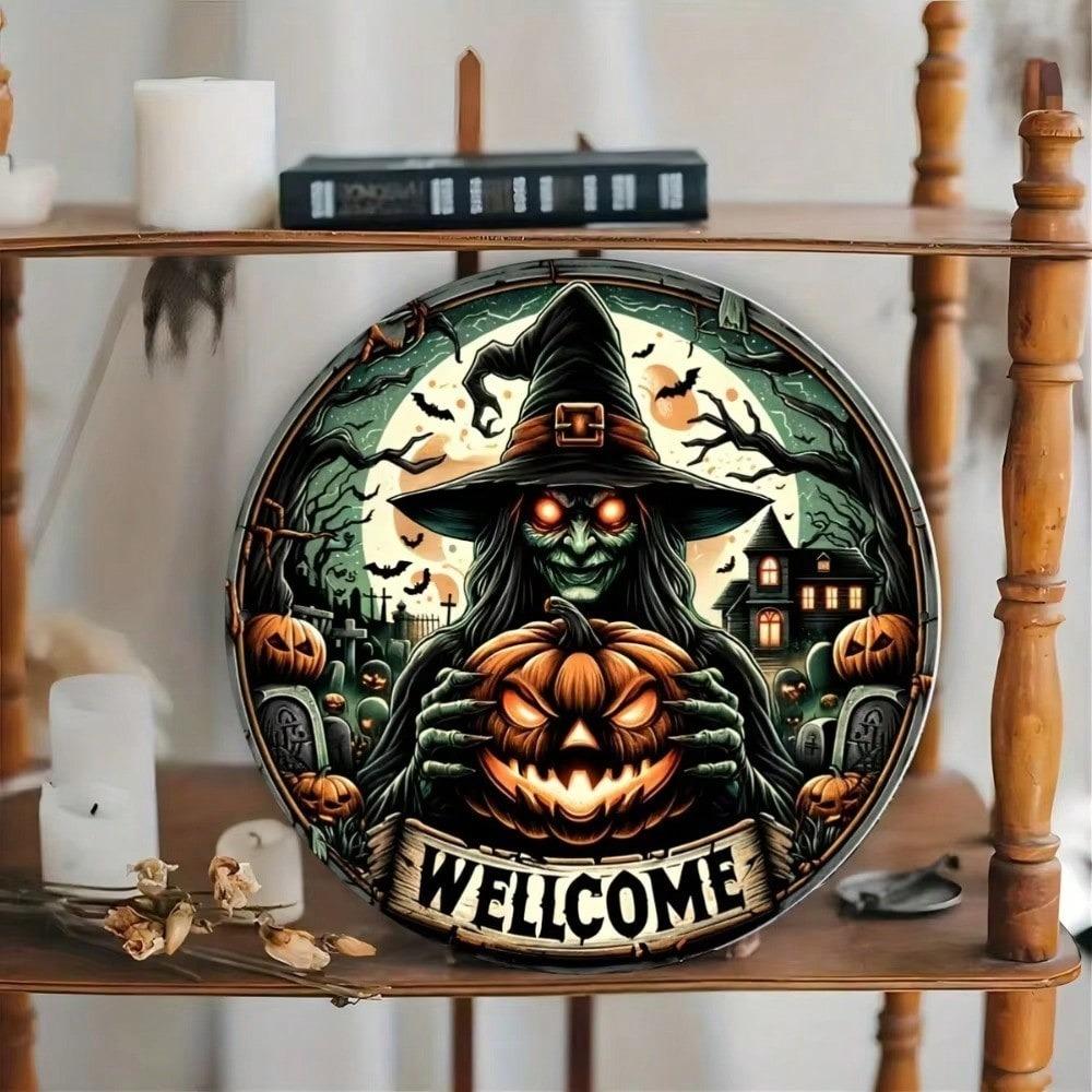 Halloween Witch Metal Tin Sign Home Decor Kitchen Wall Art