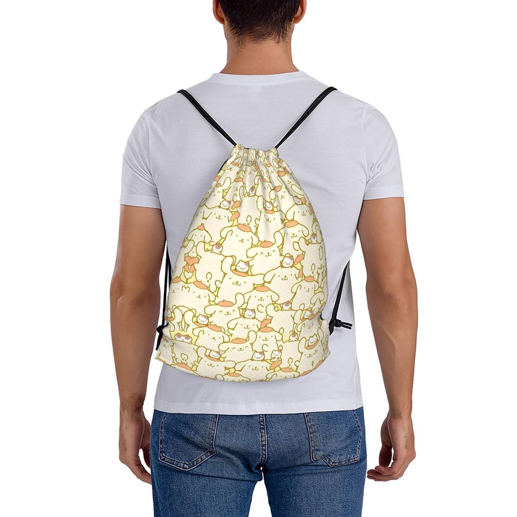 Custom P-Pompompurines Drawstring Bag Men Women Lightweight Dog Cartoon Sports Gym Storage Backpack