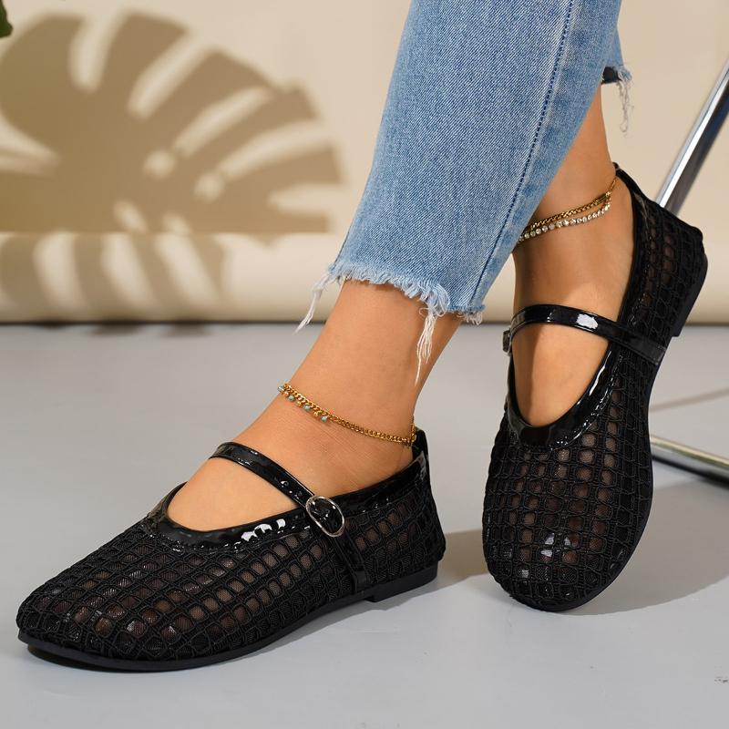 Fashion 2025 New Mesh Ballet Shoes Female Summer New Flat Hollow Mesh Breathable Single Shoe Fishnet Shoes Sandals